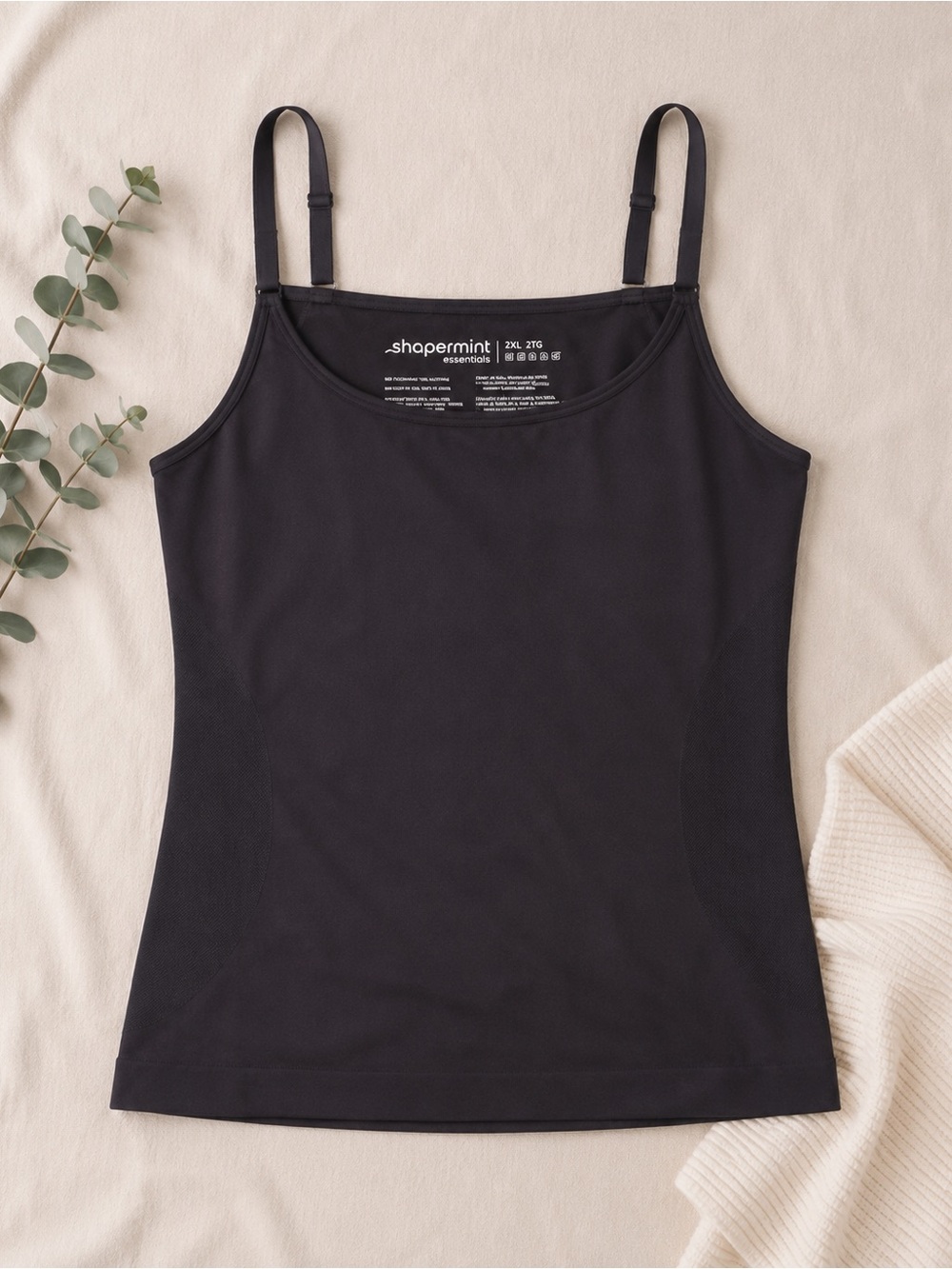Shapermint Essentials Black Smoothing Camisole Tank 2XL Shapewear Layering